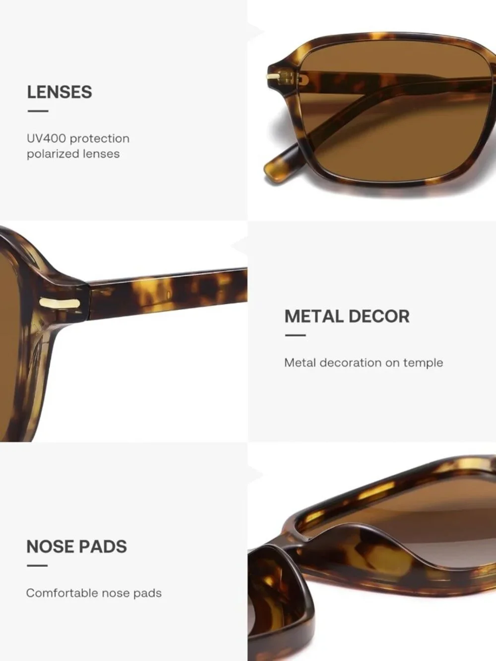 Retro Polarized Square Sunglasses for Women & Men | Lightweight UV Protection
